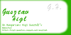 gusztav higl business card